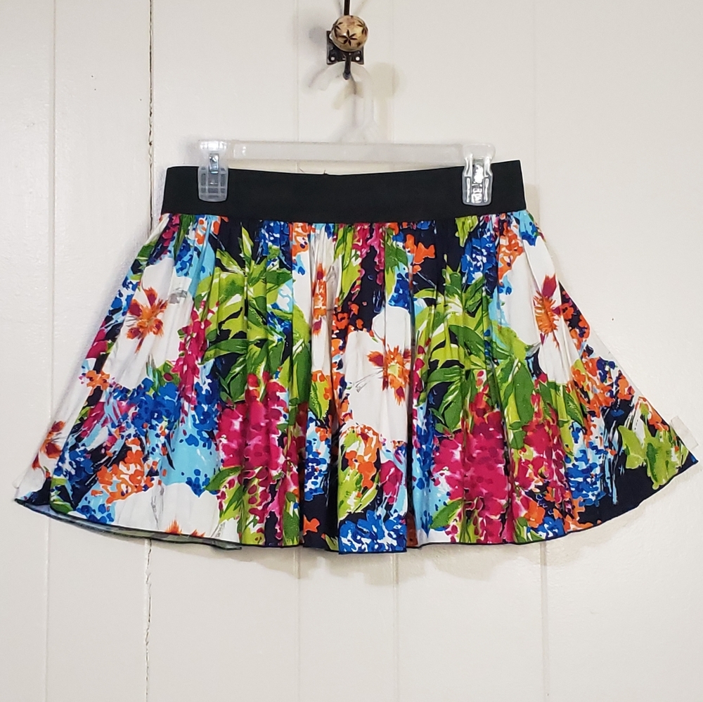 Delia's Bright Floral Wide Elastic Band Waist Skirt Size M NWT